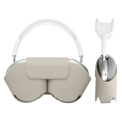 Afbeelding van kwmobile cover voor over ear koptelefoon Compatibel met Apple AirPods Max Van polyester In lichtgrijs