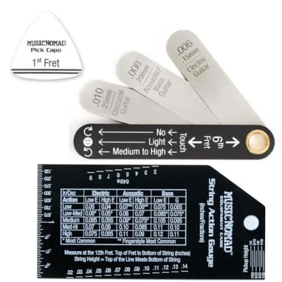 Afbeelding van MusicNomad MN614 truss rod Gauge &amp; String Action Bundle precisiemeters snaarhoogte en met pick