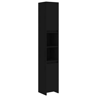 Afbeelding van vidaXL Badkamerkast 30x30x183,5 cm spaanplaat zwart