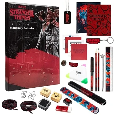 Afbeelding van Stranger Things adventskalender 2024 briefpapier ketting sleutelhangers