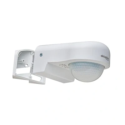 Afbeelding van Oktaplex Don bewegingsmelder buiten 230V IP65 instelbare 240 PIR sensor 10m bereik wit LED geschikt incl. hoekbeugel