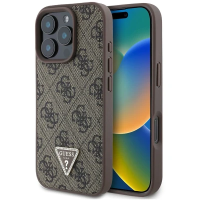 Afbeelding van Guess GUHCP16XP4TDPW iPhone 16 Pro Max 6,9&quot; bruin/bruin hardcase Leer 4G Triangle Strass
