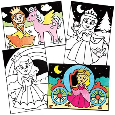 Afbeelding van Baker Ross FE281 Prinses Afbeeldingen om in te Kleuren Pak van 10, Kleur je eigen Afbeeldingen, Knutselset voor Kinderen Versieren, Creatieve Activiteiten