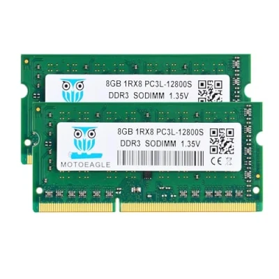 Afbeelding van 16GB 1Rx8 PC3L 12800S RAM, Kit (2x8GB) DDR3L 1600 SODIMM 12800 DDR3 MHz 1.35V Dual Rank RAM voor Laptop 204 Pin CL11