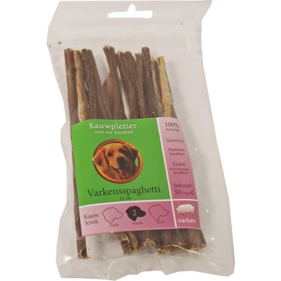 Afbeelding van Natuurlijke snack zak varkensspaghetti 15 cm 50 gram