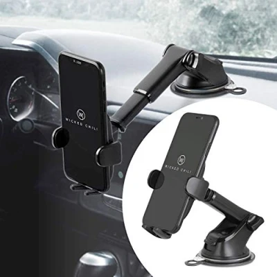 Afbeelding van Wicked Chili 2in1 autotelefoonhouder compatibel met iPhone 15, 14, 13 (Pro, Max, Plus, Mini) Samsung Galaxy, A, Pixel, XIAOMI Redmi, universele zuignap/dashboard autohouder, draaibaar