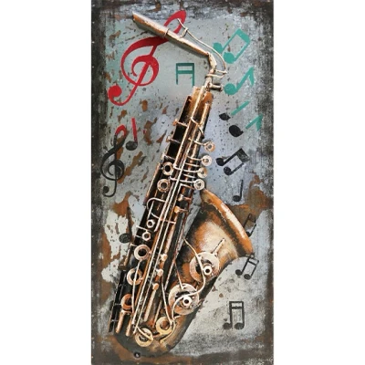 Afbeelding van Saxofoon Metalen schilderij Decoratie Woonaccessoires
