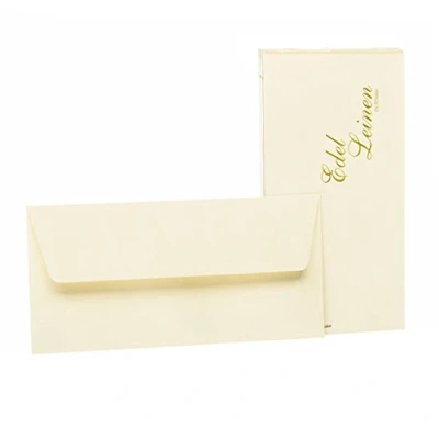 Afbeelding van Rössler Papier 2032705802 Edellinnen Enveloppen pakket DIN lang met zijden voering, 20 stuks, ivoorkleurig