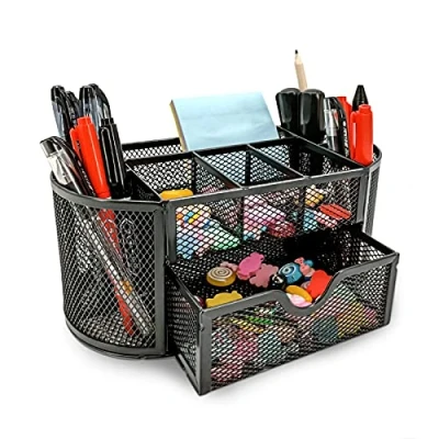 Afbeelding van MDHAND bureau organizer en accessoires, mesh organisatie, ruimtebesparende functionaliteit, met schuiflade