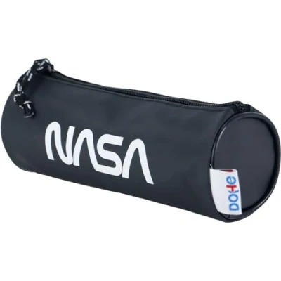 Afbeelding van DOHE Rond etui ritssluiting, officieel gelicentieerd product, robuust polyester, 21 x 7,5 cm schoolmateriaal Nasa grijs, Zwart, Ronde koffer