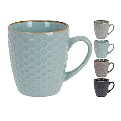 Afbeelding van Set van 4x stuks luxe gekleurde stoneware bekers/koffiekopjes 200 ml Kopjes/koffiebekers