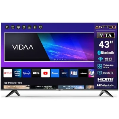 Afbeelding van Antteq Vita Smart TV, 109 cm (43 inch), Dolby Audio, spraakafstandsbediening, Bluetooth, App Store, Share to Netflix/YouTube/Pluto WiFi, Model 2025, V43 AF3Q1 BT