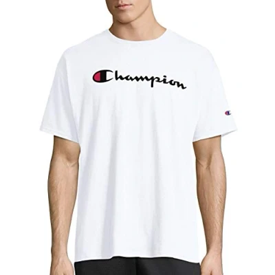 Afbeelding van Champion Klassiek Script T shirt voor heren, Wit: herhalingslogo, XL