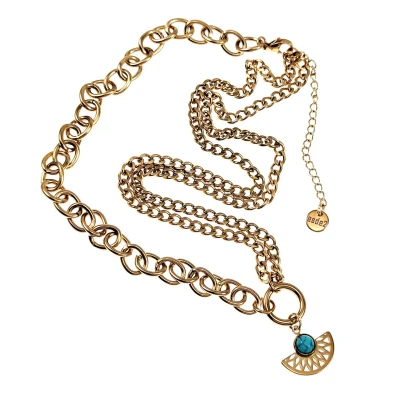 Afbeelding van 60cm Ketting met Hanger Dames Verguld RVS Halsketting van Cubaanse en Ovale Schakelketting