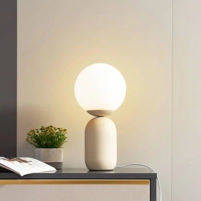Afbeelding van Lindby tafellamp Lennes, beige, glas, Ø 20 cm