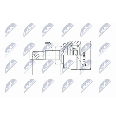 Afbeelding van NTY NPZ FT 053 Homokineet Semi automatisch, Versnellingsbak 5e versnelling automatisch geschakeld Vooras links, rechts OPEL: Corsa D Hatchback