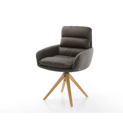 Afbeelding van Draaistoel Abelia Flex met armleuning houten frame hoekig antraciet vintage