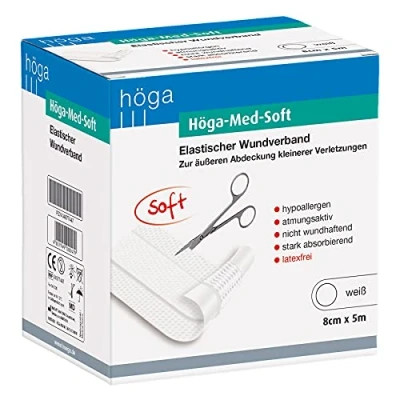 Afbeelding van Höga Med Soft elastisch wondverband 5 m x 8 cm wondpleister, hypoallergeen, ademend, niet wondhechtend, sterk absorberend.