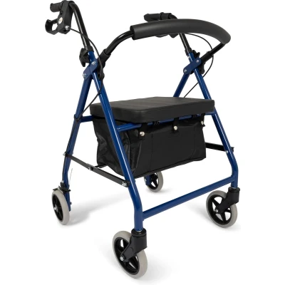 Afbeelding van Dunimed Lichtgewicht Rollator voor Binnen en Buiten Dubbel Opvouwbaar Met Parkeerrem In Hoogte Verstelbaar Inclusief Verwijderbare Tas Blauw