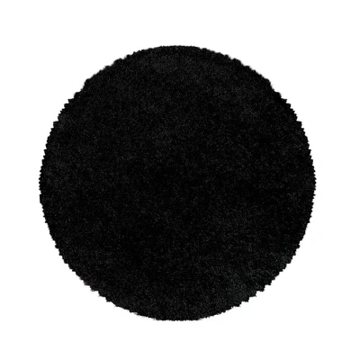 Afbeelding van Rond hoogpolig vloerkleed Softy Zwart Ø 120cm Adana Carpets