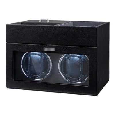 Afbeelding van Mcbazel Multifunctional Watch Winder for 2 Watches, Automatic Watches Display LED Light Jewelry Storage Box with Quiet Motor 1 Mode Rotation