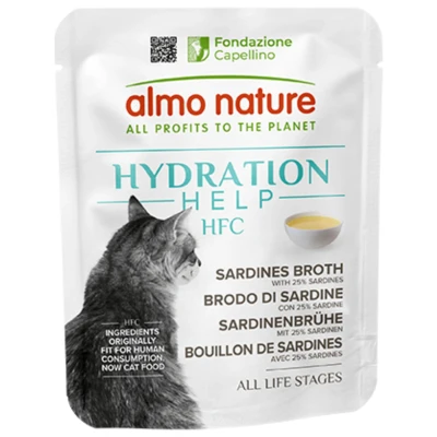 Afbeelding van Voordeelpakket: 24x50g Almo Nature HFC Hydration Help sardinebouillon met sardientjes nat kattenvoer