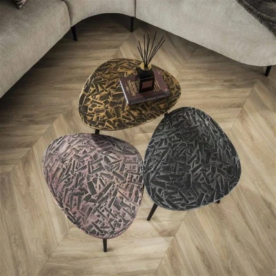 Afbeelding van Hoyz Collection Salontafel Driehoekig Patina Set van 3