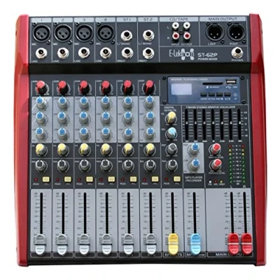 Afbeelding van E Lektron ST 62P Live Power Mixer 6 kanaals stereo MP3 AUX Bluetooth mengpaneel incl. eindversterker