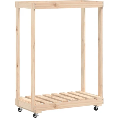 Afbeelding van Houtblokhouder met wielen 76,5x40x108 cm massief grenenhout
