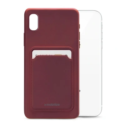 Afbeelding van Mobilize Rubber Gelly Card Case Apple iPhone XR Matt Bordeaux