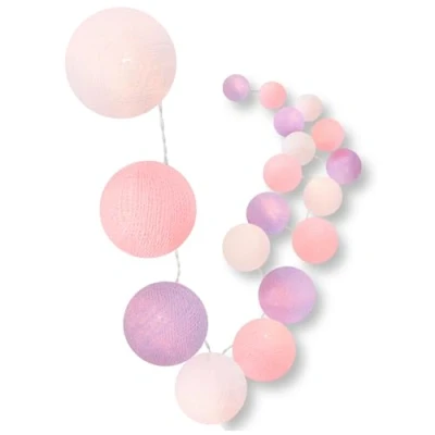 Afbeelding van CREATIVECOTTON led lichtketting met katoenen bollen, inclusief timer en dimmer (Flower Meadow, 35 ballen)