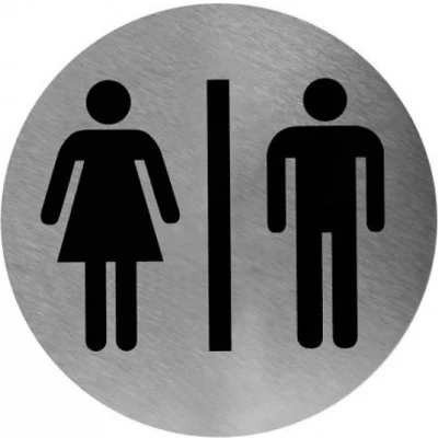 Afbeelding van Mediclinics pictogram man/vrouw zelfklevend rond PS0001CS RVS