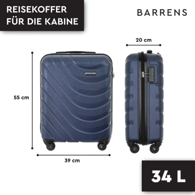 Afbeelding van Koffer ABS materiaal chiffonslot flexibele handgreep 360 graden wielen , donkerblauw, Kabine M
