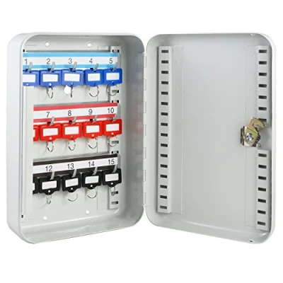 Afbeelding van HMF 12515 07 sleutelkastje afsluitbaar, klein 15 haken 25 x 17 7,5 cm lichtgrijs