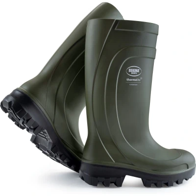 Afbeelding van Veiligheidslaarzen voor heren en dames met stalen neus zool, antislip, brede pasvorm, winterlaarzen isolerend tot 50 graden, schokabsorberende hiel, groen, EU 46