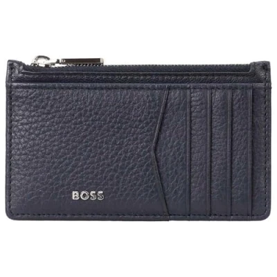 Afbeelding van BOSS Leren Kaarthouder New Crosstown 10 CC With Zip Dark Blue Donkerblauw