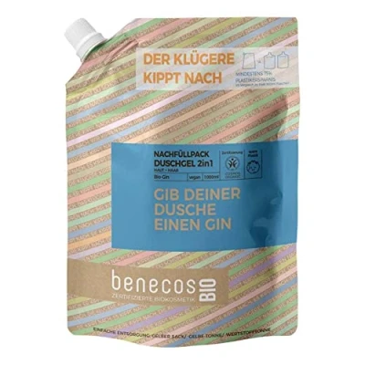 Afbeelding van BenecosBIO Navulzak, 2 in 1 bio gin huid en haar, geef je douche een gin, veganistisch, gerecycled plastic