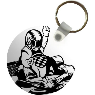 Afbeelding van Sleutelhanger een illustratie van blije karter Plastic Rond Uitdeelcadeautjes