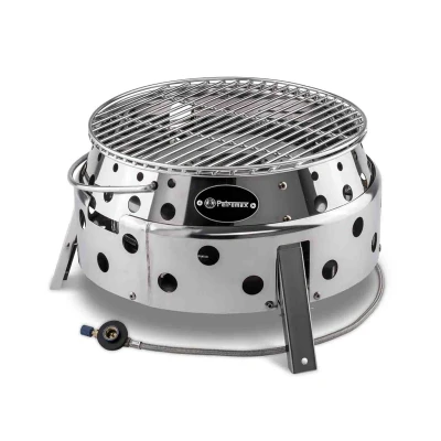 Afbeelding van Petromax Atago gasbarbecue met klapmechanisme en piëzo ontsteking ideaal voor kamperen onderweg. Geschikt standaard gaspatroon