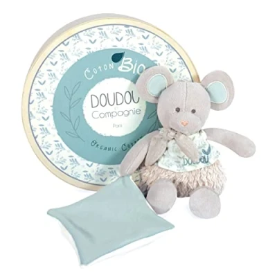 Afbeelding van Doudou et Compagnie knuffeldier muis biologisch grijs 22 cm Botanic Bio DC3967