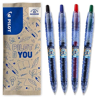 Afbeelding van Pilot B2P Ecoball Balpen flow pack Fijn Kleurassortiment Zwart/Blauw/Rood/Groen 4 stuks