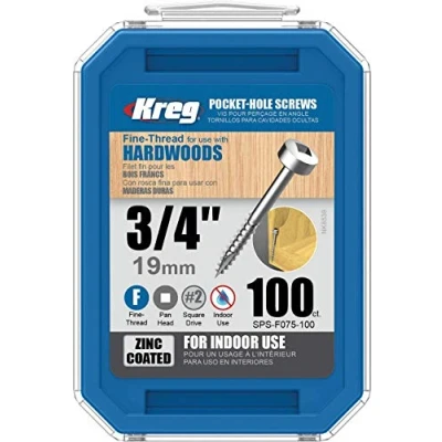 Afbeelding van Kreg 100 verzinkte schroeven 6 x 19 mm fijne schroefdraad Maxi Loc vierkant