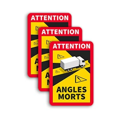 Afbeelding van STROBO Attention Angles Morts Magneetborden, 25 x 17 cm, voor vrachtwagens en caravans, waarschuwingsbord, kentekenplaat, Frankrijk met uv bescherming
