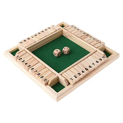 Afbeelding van POFET Hout Deluxe 4 Zijdig 10 Nummer Sluit De Doos Dobbelstenen Bordspel Voor Kinderen Volwassenen Strategie Traditionele Houten Spel set