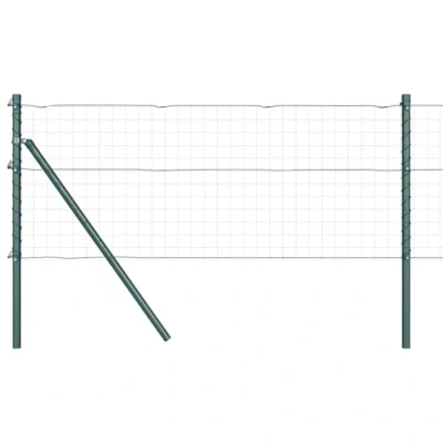 Afbeelding van vidaXL Hekpalen 13 stuks Groen Ø32 mm 100 cm Gegalvaniseerd Staal