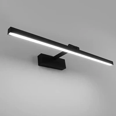 Afbeelding van Klighten Led spiegellamp voor badkamer, 61 cm, 180 graden draaibaar, IP44, 18 W, 1170 lumen, badkamerlamp, wandspiegel, 5500 K koud wit, zwart
