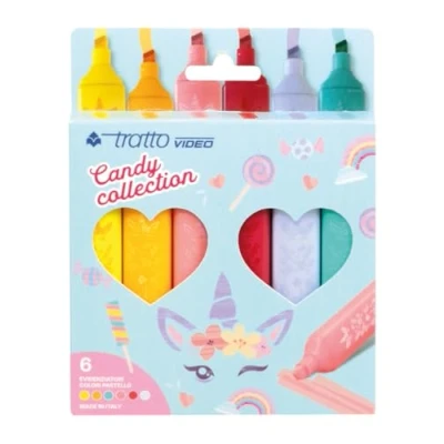 Afbeelding van Tratto VIDEO Candy Collection Markeerstiften, 6 stuks