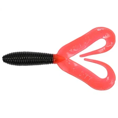 Afbeelding van Relax DTT Dubbele staart Twister 10 cm stuks rubberen aas 382 Black Super Red