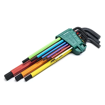 Afbeelding van SATA ST09107CHBSJ 9 Stuks Extra Lange Kleur Serie Zwart Oxide Hex Key Set