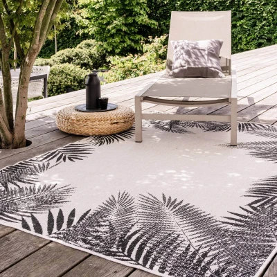 Afbeelding van Eva Interior Buitenkleed Leaf Zwart 240x340 cm